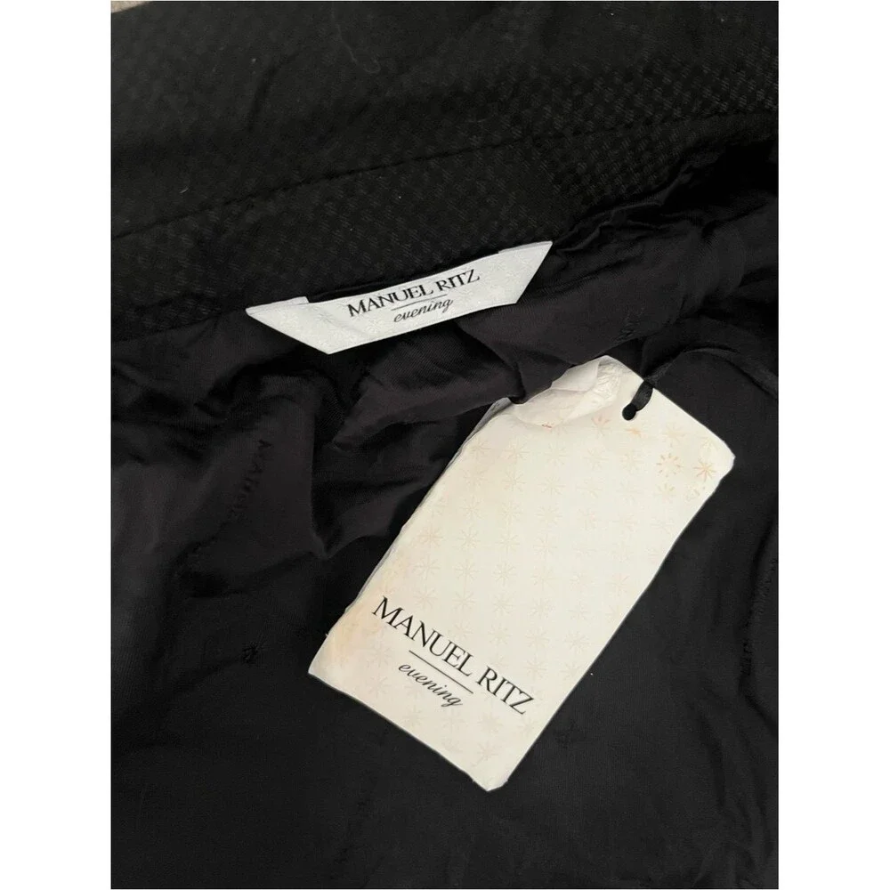 Manuel Ritz Evening Blazer Mens 48 Black Jacquard Satin Lapel Tuxedo Sport Coat